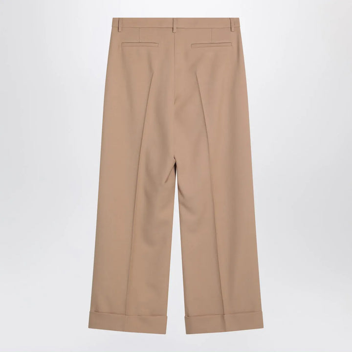 Valentino - Camel-coloured wool trousers Brand Pants 48 IT