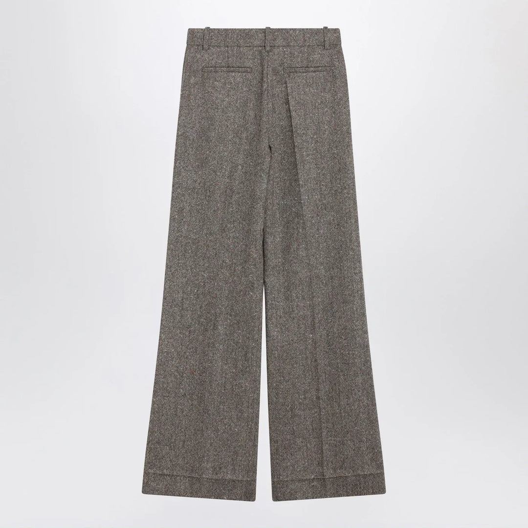 Valentino - Ivory/brown patterned wool trousers Brand Pants 42  IT