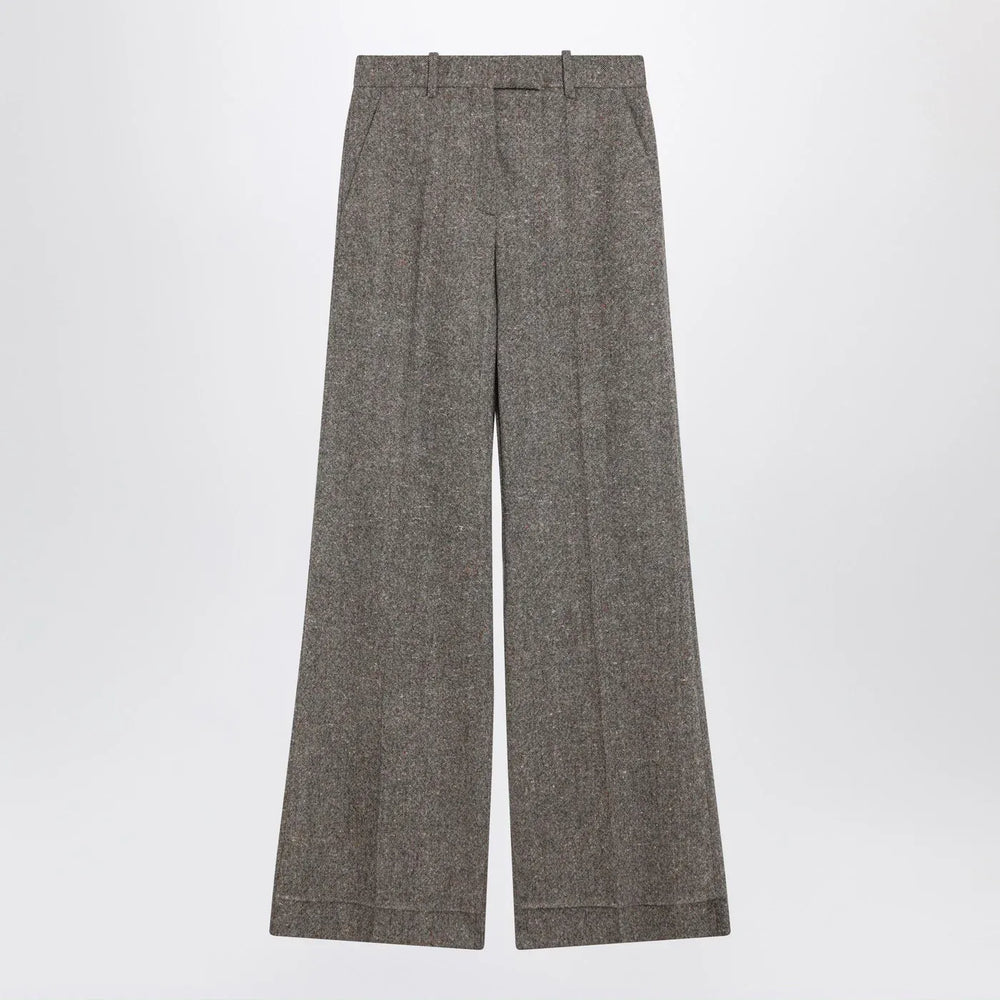 Valentino - Ivory/brown patterned wool trousers Brand Pants 42  IT