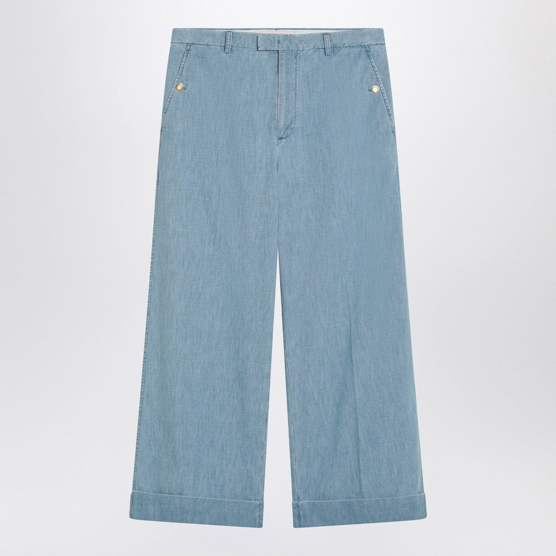 Pants Valentino - Light blue wide jeans with cuff Brand