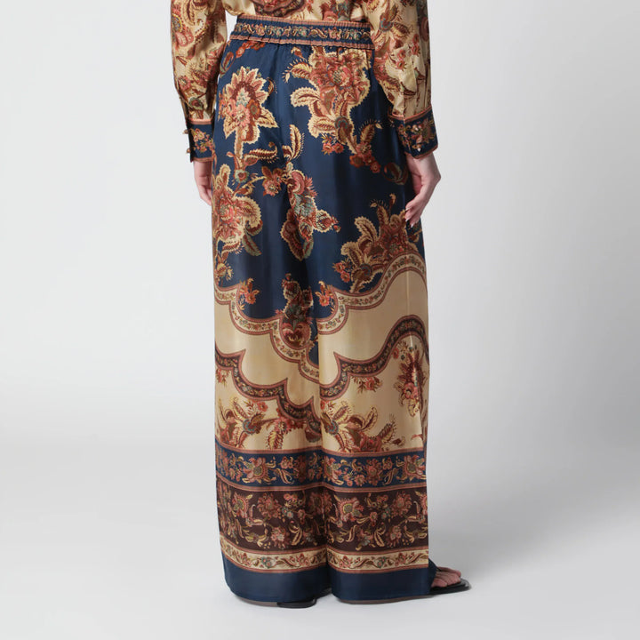 ZIMMERMANN - Aster navy Jacobean trousers Brand Pants