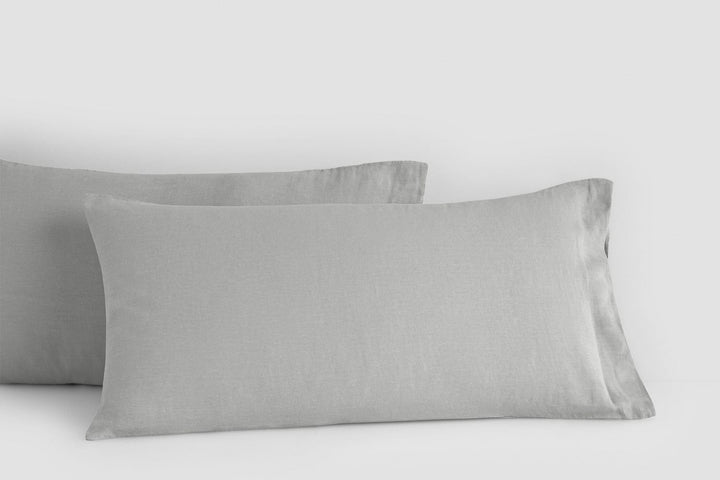 Bemboka pillow cases Ash / Tailored 48x73+4cm Bemboka Belgian Linen Pair Pillow Cases Bemboka: Luxury Belgian Linen Pillow Cases Brand