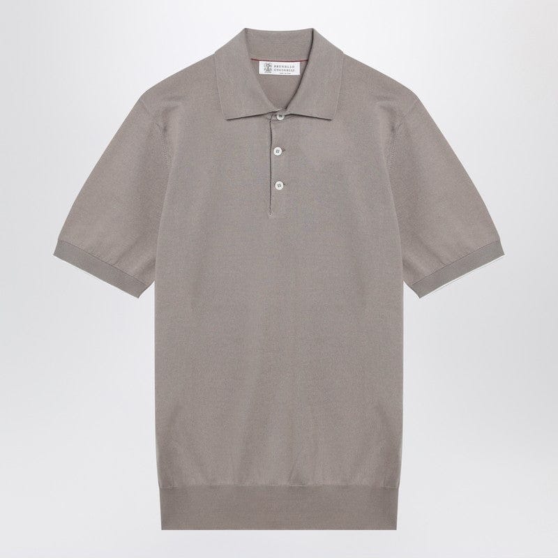 Shirts &amp; Tops Brunello Cucinelli - Light brown cotton knit polo shirt - 48 IT Brand