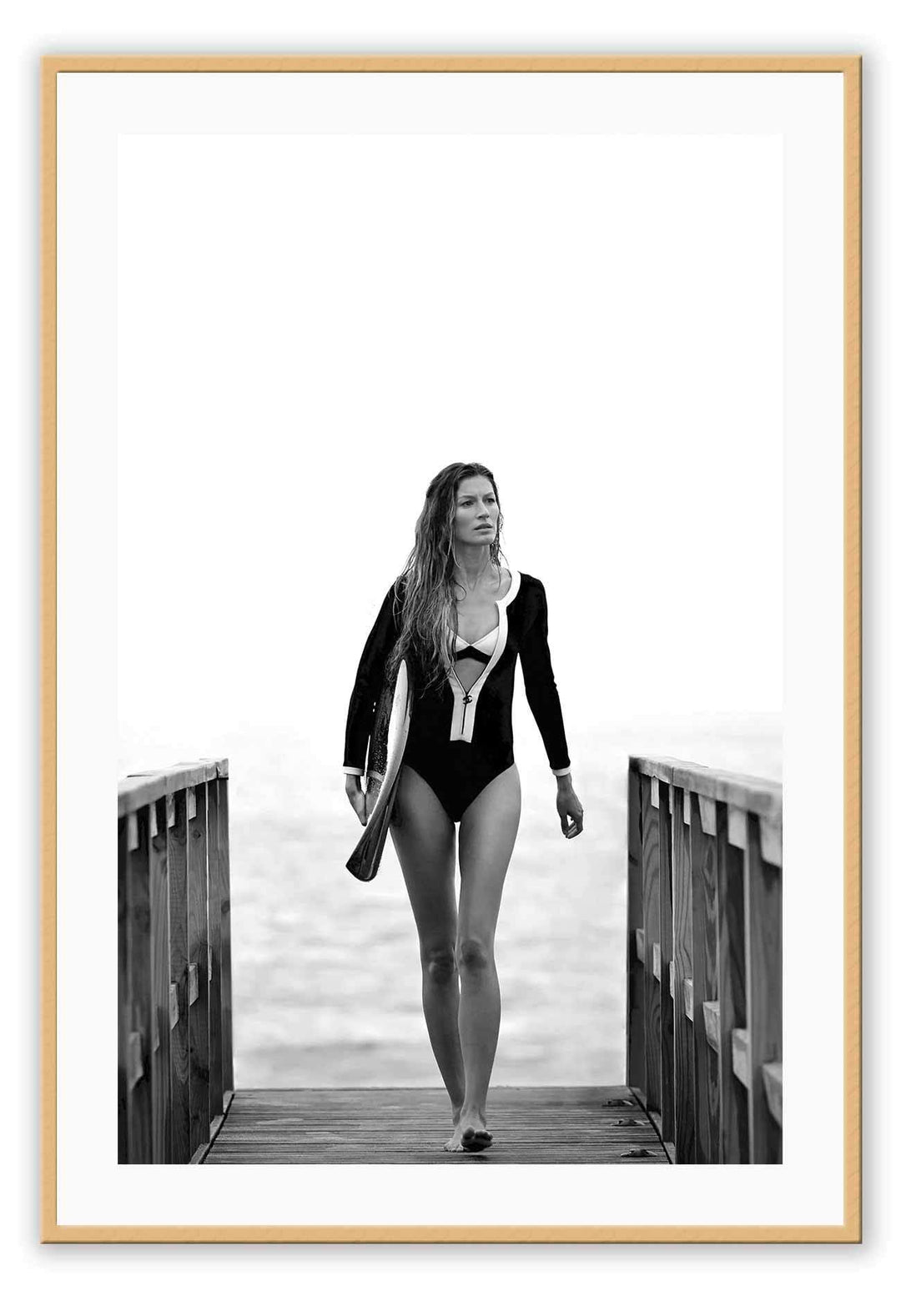 Canvas Print 50x70cm / Natural Gisele Bundchen Surf Gisele Bundchen Surf Wall Art : Ready to hang framed artwork. Brand