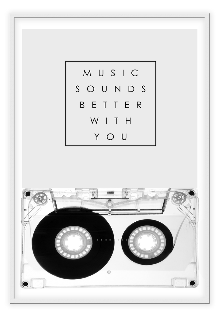 Canvas Print 50x70cm / White Music Sounds Better with You Music Sounds Better with You: Wall Art : Ready to hang framed artwork. Brand