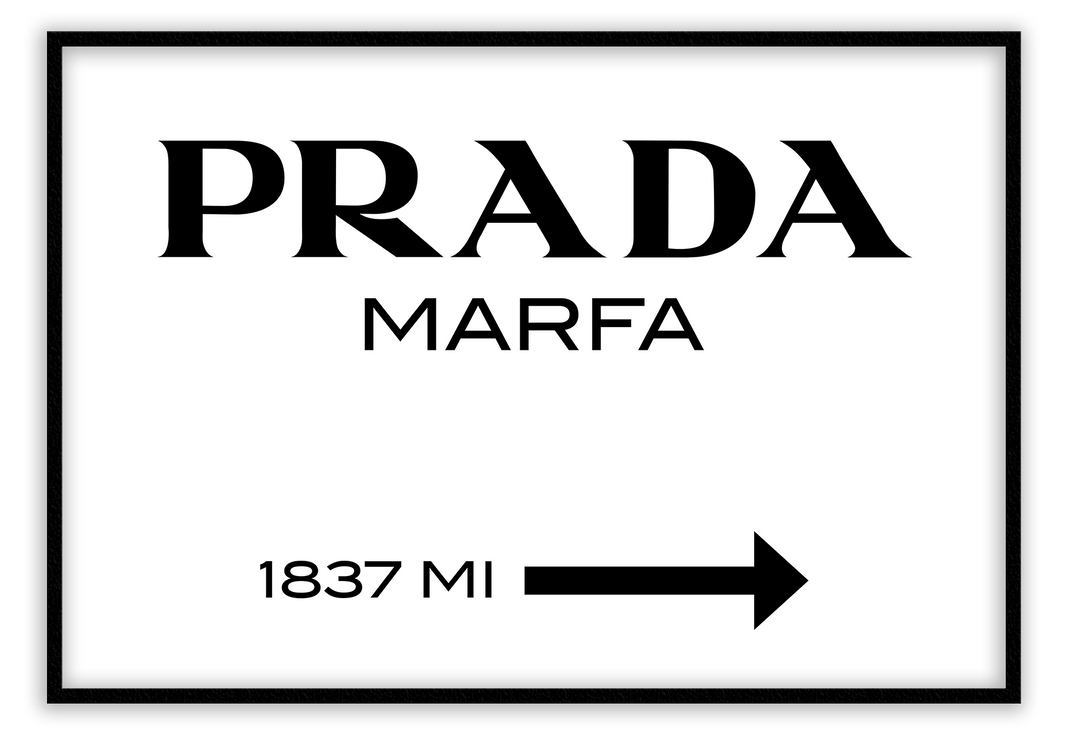 Canvas Print 50x70cm / Black Prada Marfa White Prada Marfa White Wall Art : Ready to hang framed artwork. Brand