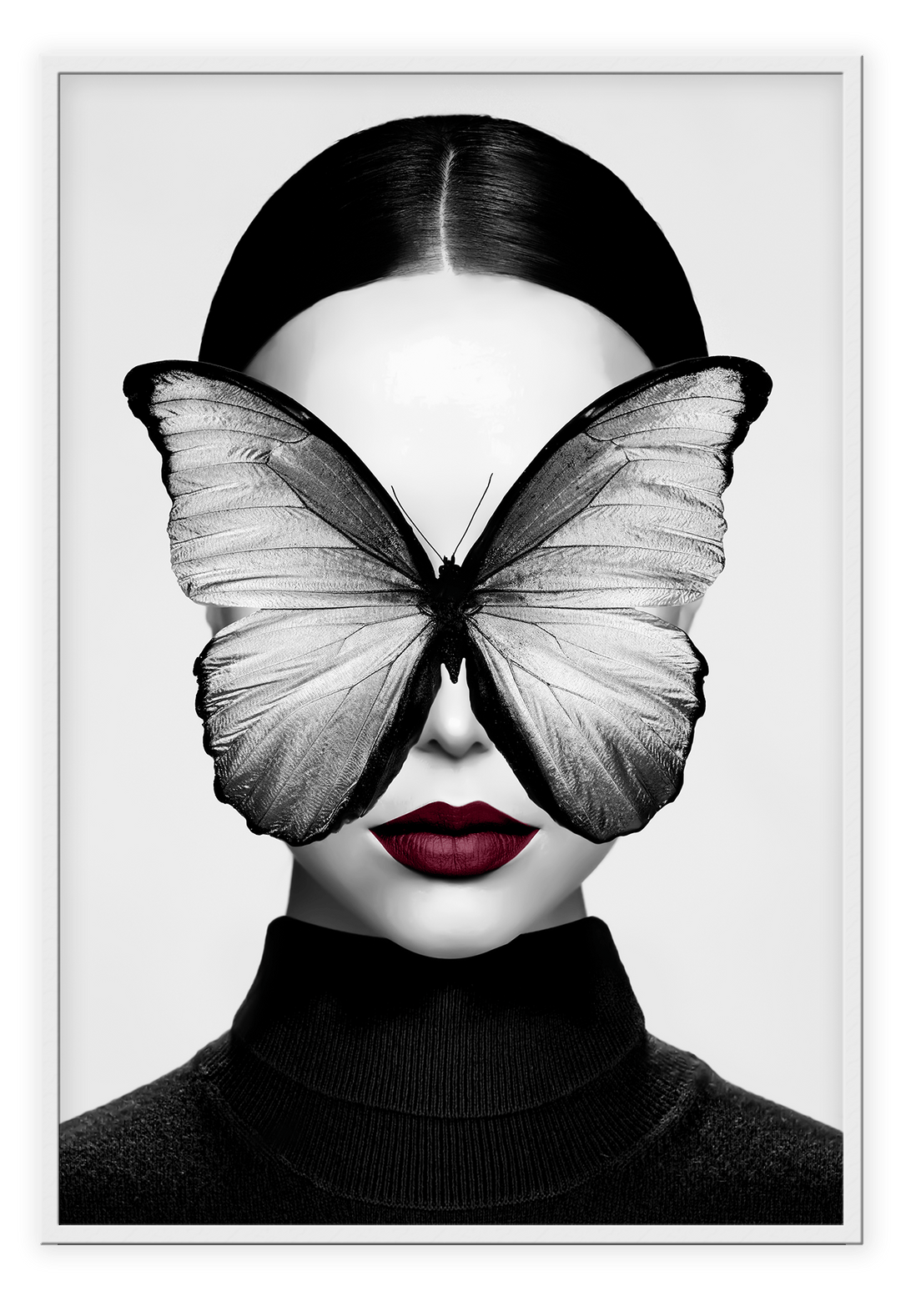 Canvas Prints 50x70cm / White Black Butterfly II Black Butterfly II Wall Art : Ready to hang framed artwork. Brand