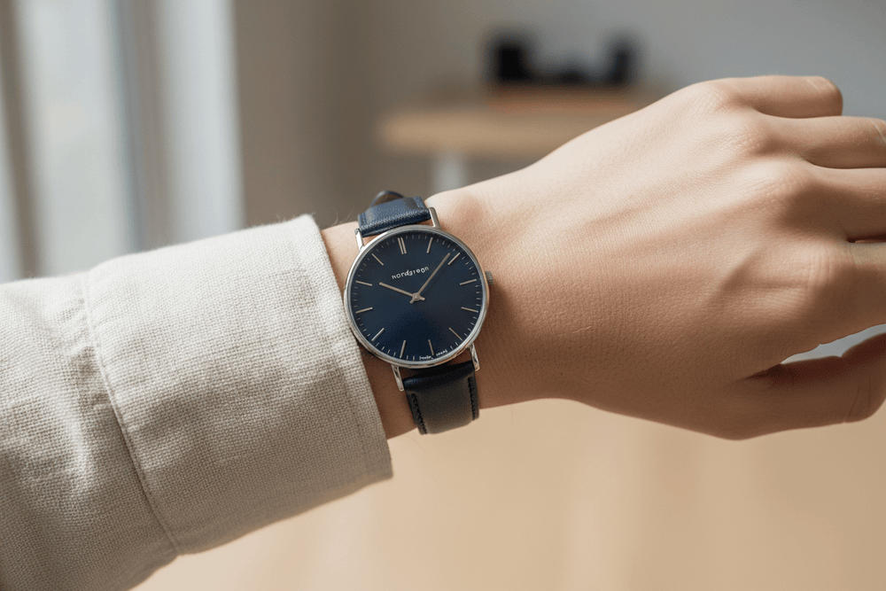Nordgreen Native 32mm Navy Vegan Leather Strap Watch Brand Quartz Watches