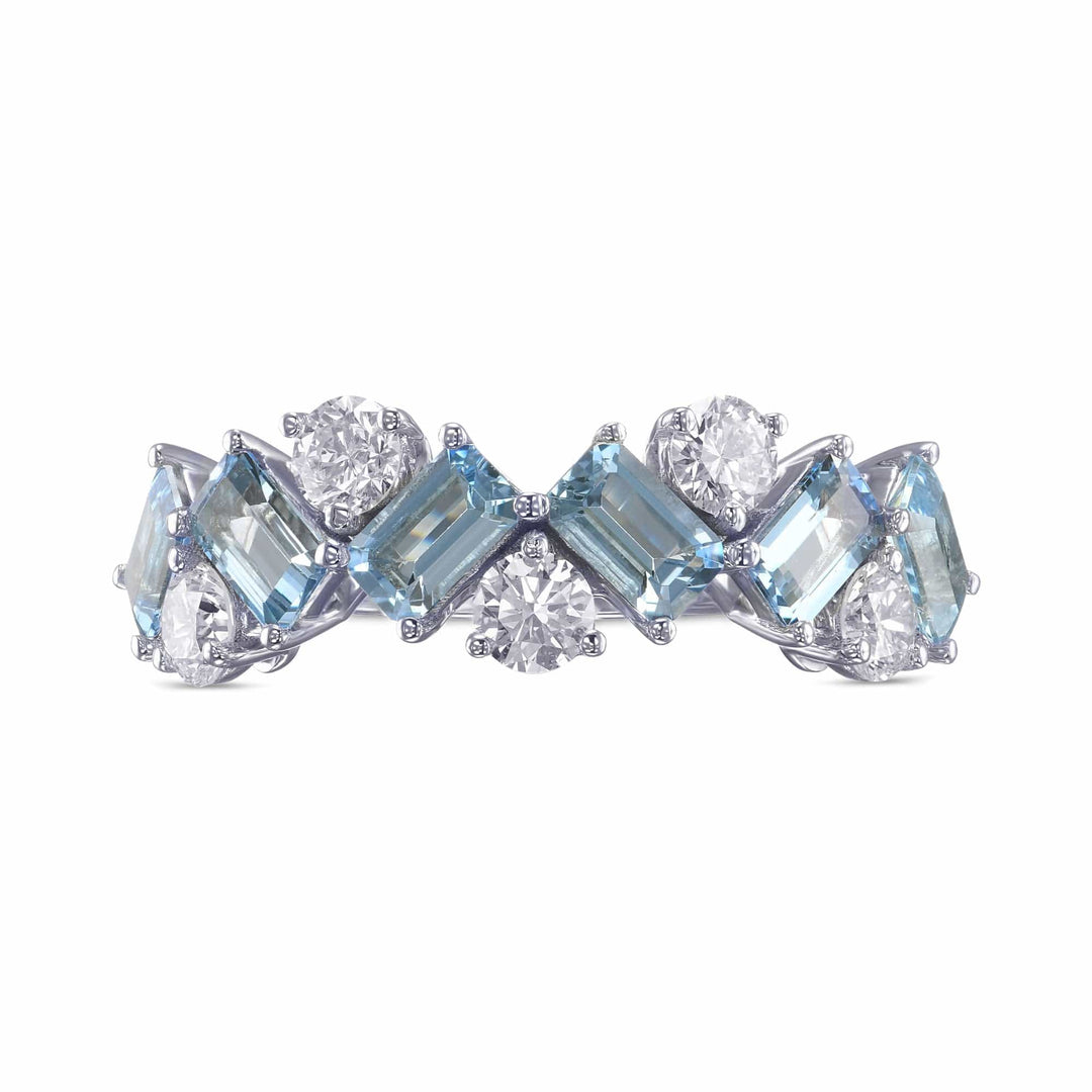Aquamarine and Diamond Band Ring Brand Ring