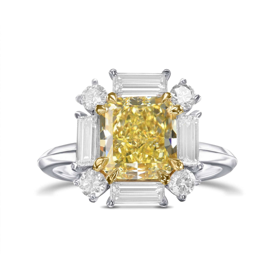 Fancy Yellow Cushion Halo Diamond Ring Brand Ring