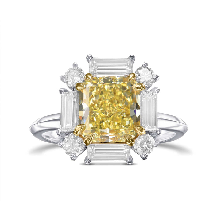 Fancy Yellow Cushion Halo Diamond Ring Brand Ring