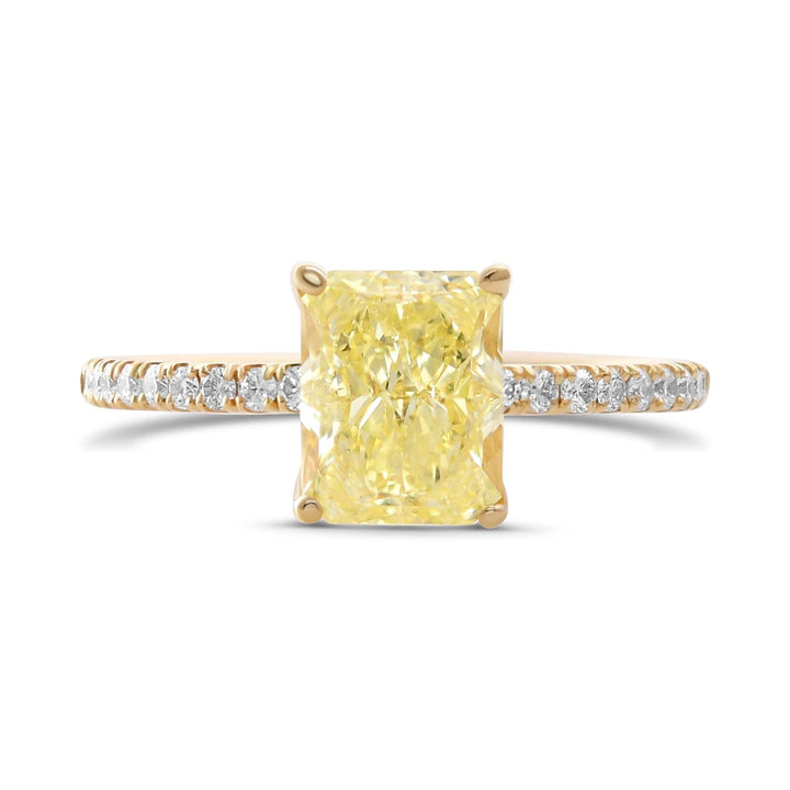 Fancy Yellow Radiant Diamond Side-stone Ring VVS1 GIA Brand Ring