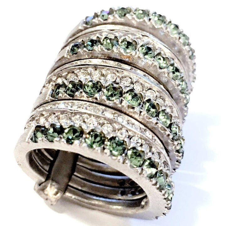 Giora Ring Giora Multiple Ring in Bronze With White and Green Swarovski Crystals Brand