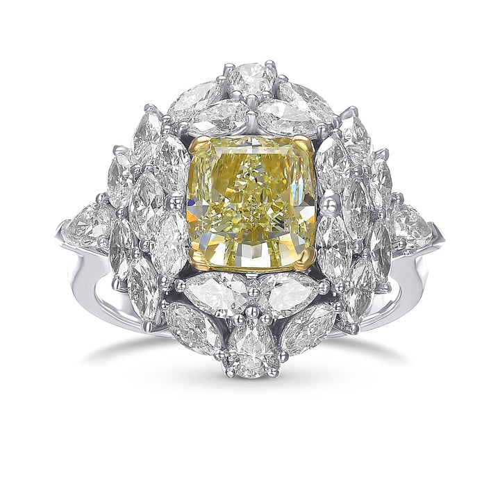 LEIBISH 2.14ct Fancy Green Yellow Cushion Diamond Ring Brand Ring