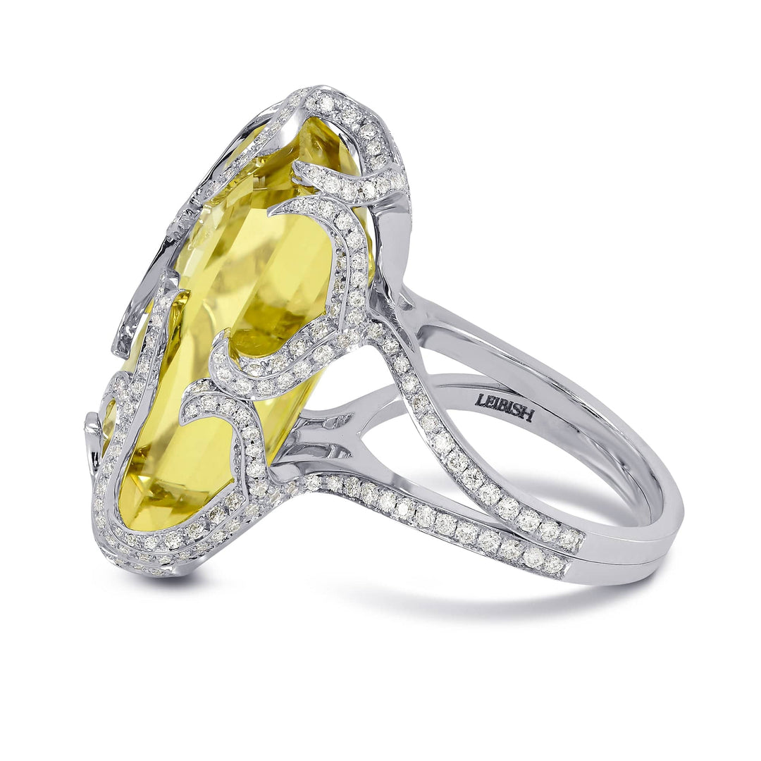LEIBISH 24.92ct Sri Lankan Lemon Quartz &amp; Diamond Ring Brand Ring