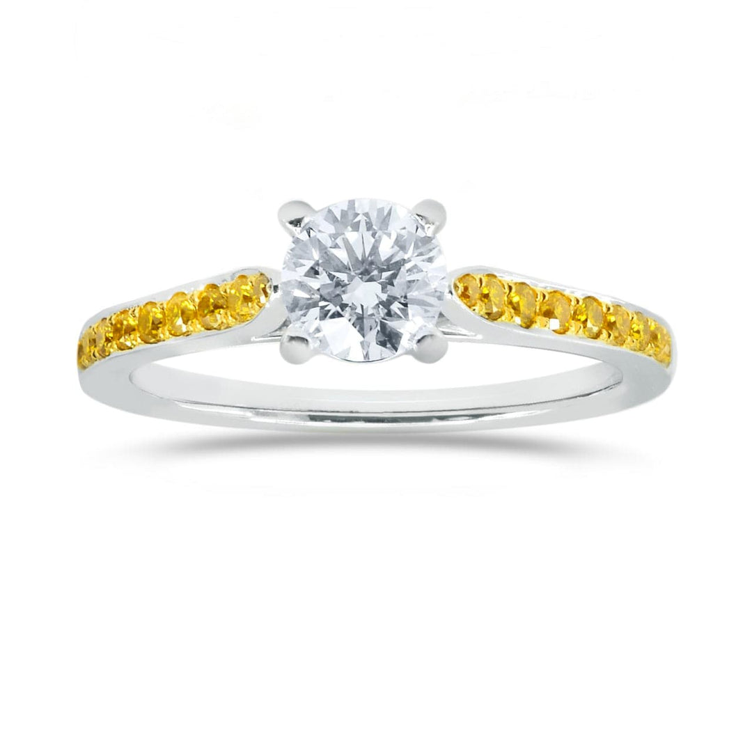 White F Colored Brilliant Cut Diamond Side-stone Ring Brand Ring