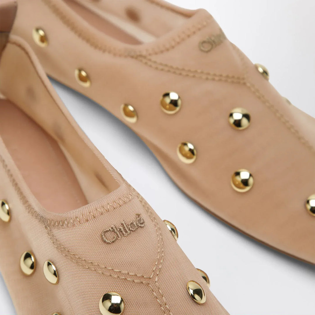 Rita Blushy Beige ballet flats in transparent mesh Brand