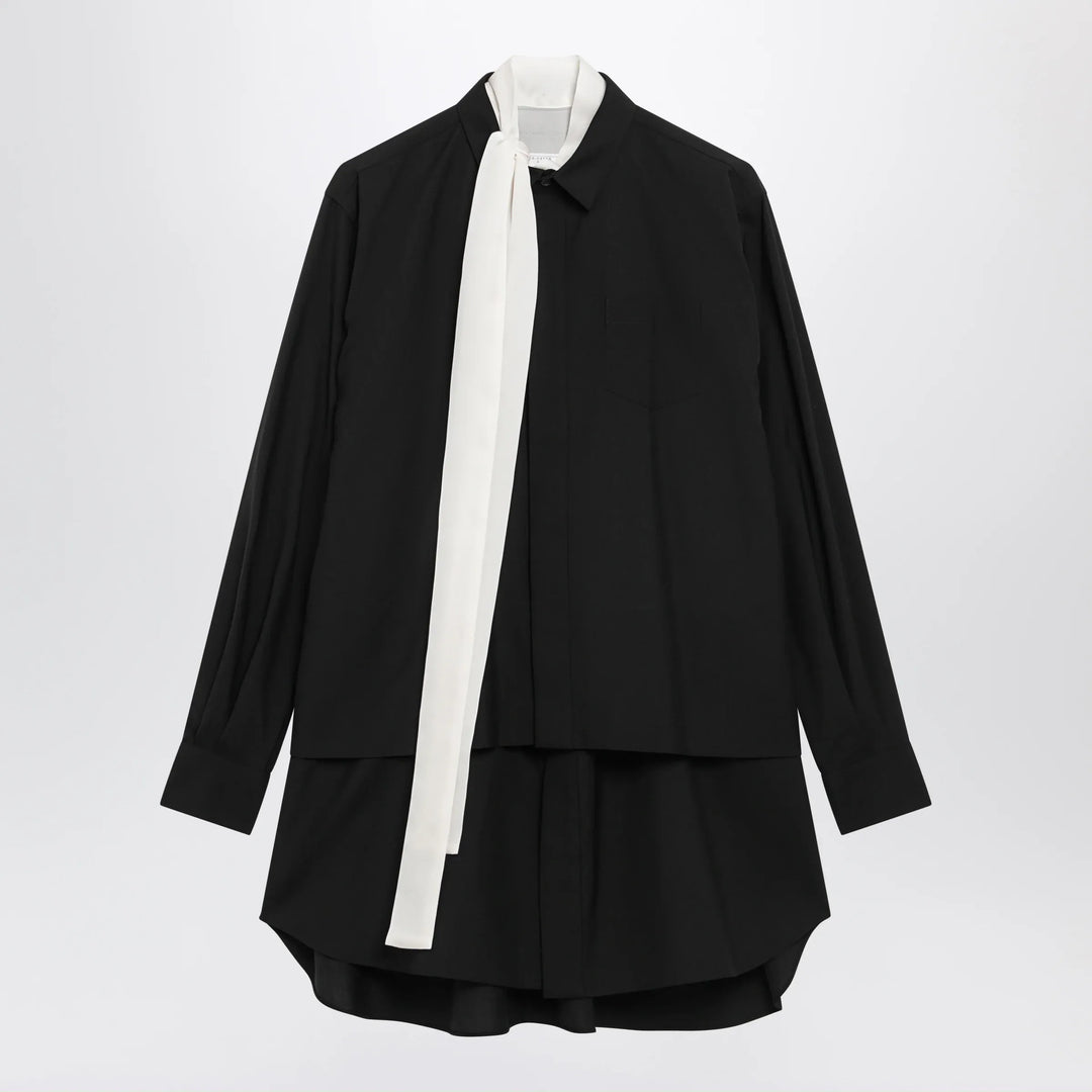 Sacai - Black wool-blend mini shirt dress Brand 1
