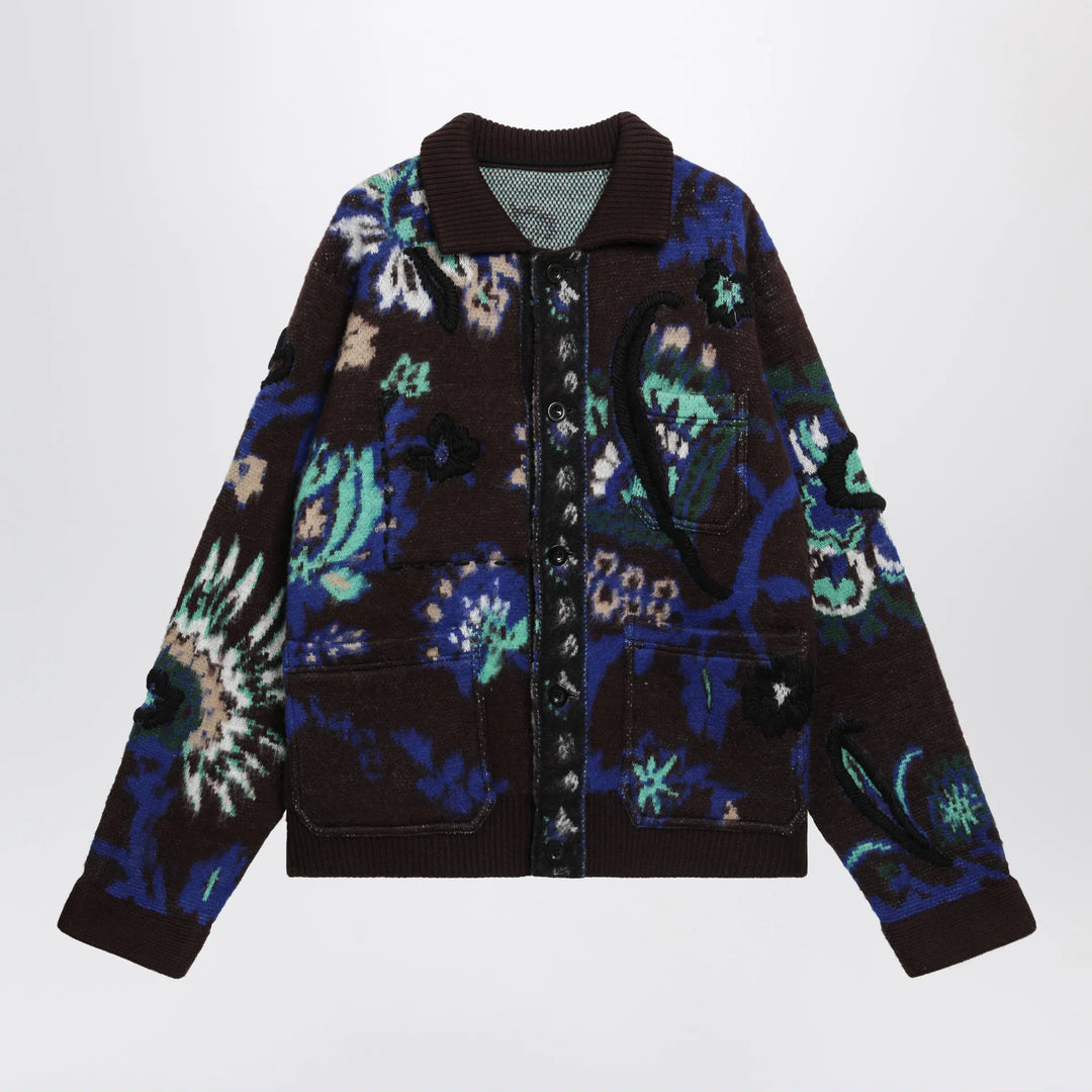 Sacai - Brown wool jacket with floral pattern Brand 2