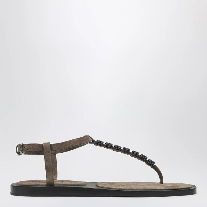 Brunello Cucinelli - Suede thong sandals with Precious Straps Brand Sandals 36 IT