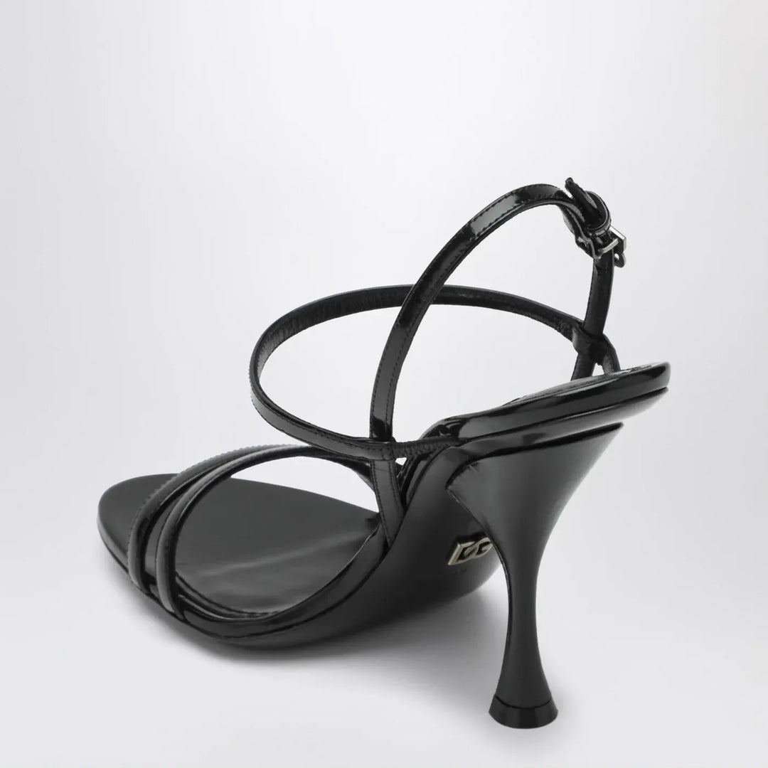 Dolce&amp;Gabbana - Black polished calf leather sandals Brand Sandals