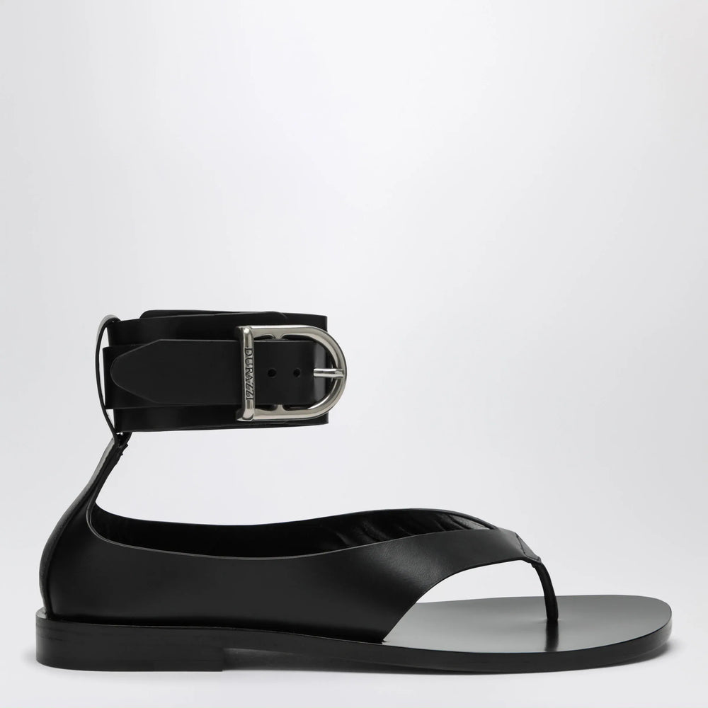 Durazzi Milano - Black Sandals With Ankle Strap Closure Brand Sandals 36 IT
