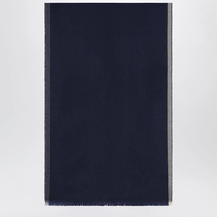 Brunello Cucinelli - Blue/Brown/Grey Wool and Cashmere Scarf Brand Scarves &amp; Shawls U