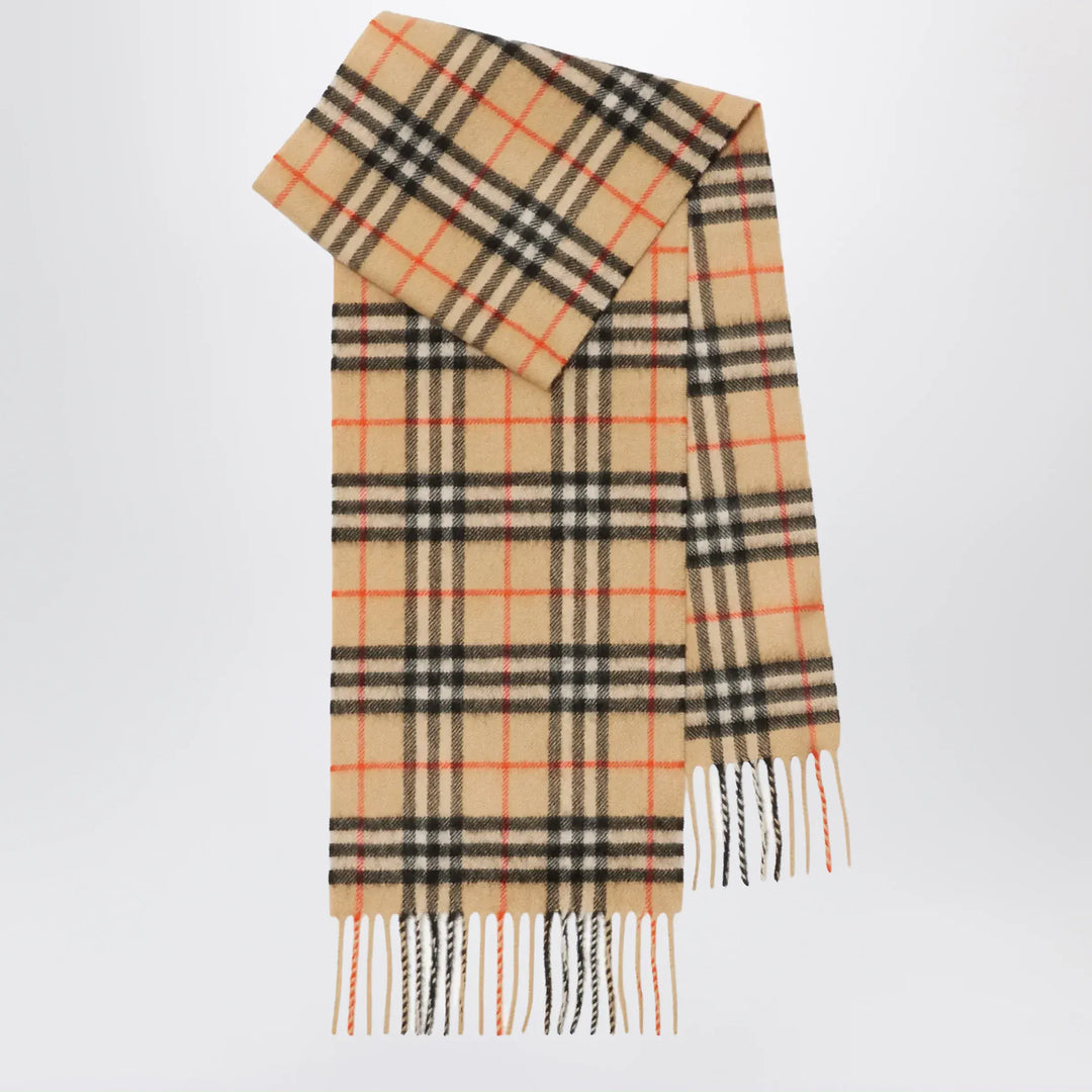 Burberry - Beige cashmere check scarf Brand Scarves &amp; Shawls U