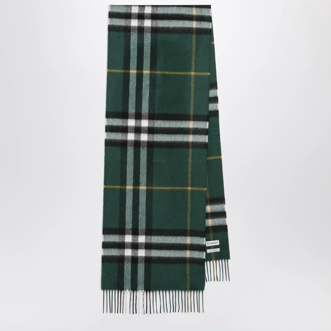 Burberry - Cashmere Check scarf in dark fern green Brand Scarves &amp; Shawls U