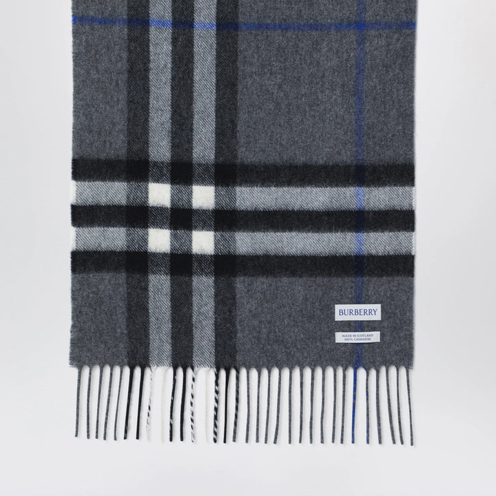 Burberry - Check cashmere scarf in Marlborough Grey Brand Scarves &amp; Shawls U