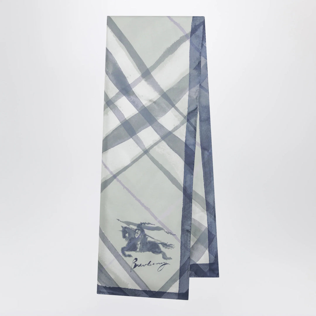 Burberry - Large watercolour Check silk scarf in green Brand Scarves &amp; Shawls U