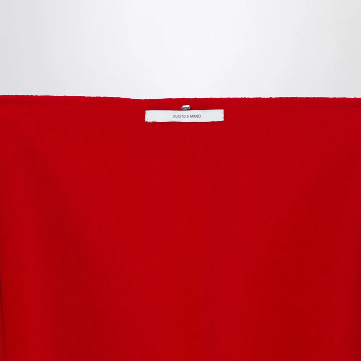 Sportmax - Red Wool Scarf with Fringes Brand Scarves &amp; Shawls TU