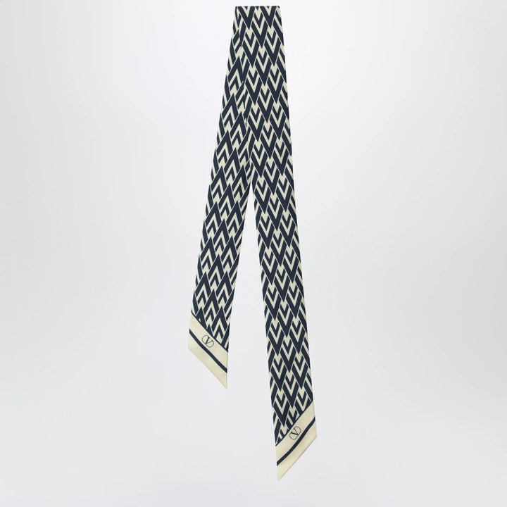 Valentino Garavani - Tout La V Bandeau scarf in ivory / blue silk Brand Scarves &amp; Shawls U