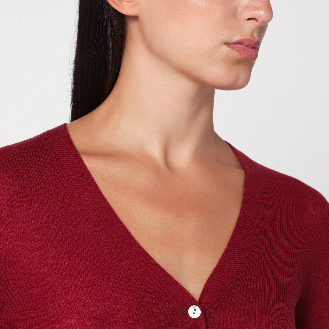 6397 - Bordeaux semi-sheer knit cardigan Brand Shirts &amp; Tops XS