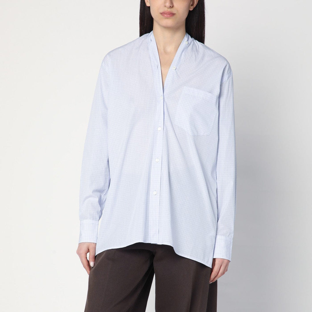 Shirts & Tops L 6397 - Light blue checkered cotton shirt Brand