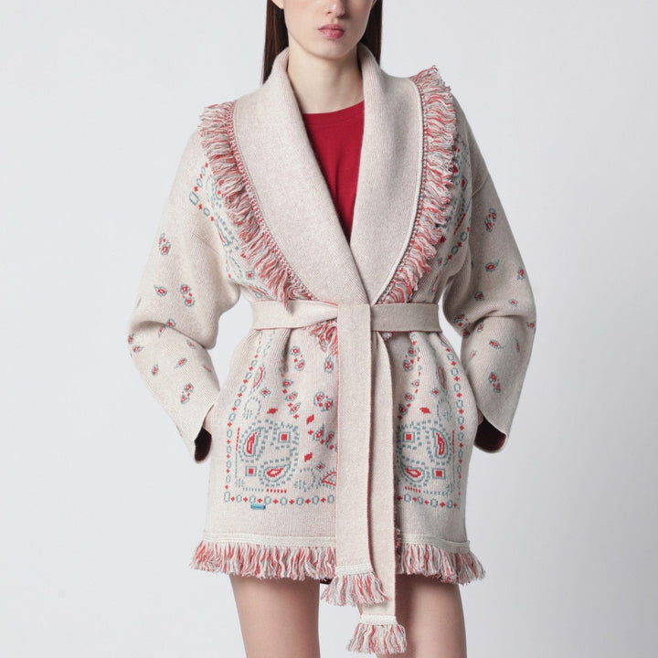 Shirts &amp; Tops Alanui - Beige/coral bandana jacquard cardigan Brand
