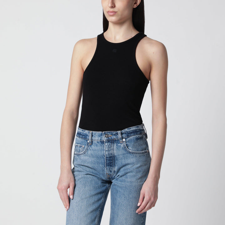 Shirts &amp; Tops ANINE BING - Black ribbed tank top with logo embroidery Brand
