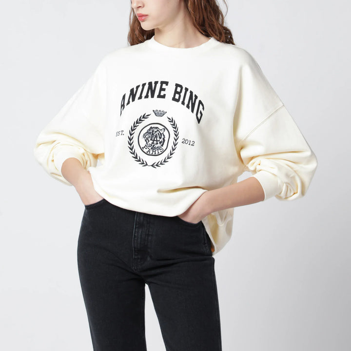 ANINE BING - Miles Collegiate cream sweatshirt Brand Shirts &amp; Tops XS