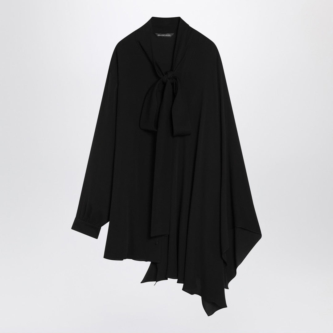 Shirts & Tops 36  FR Balenciaga - Asymmetric black silk blouse with scarf Brand