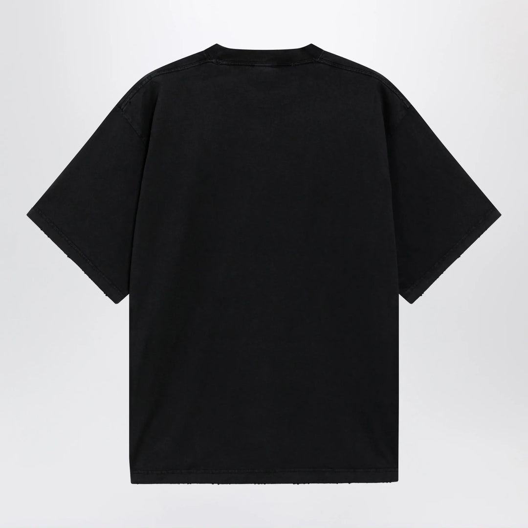Balenciaga - Black faded oversized T-shirt with logo print Brand Shirts &amp; Tops