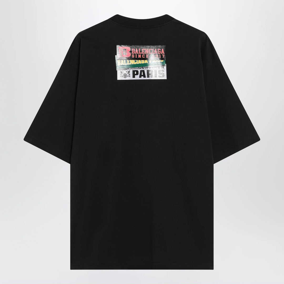 Balenciaga - Bumper Stickers medium-fit cotton T-shirt in black Brand Shirts &amp; Tops