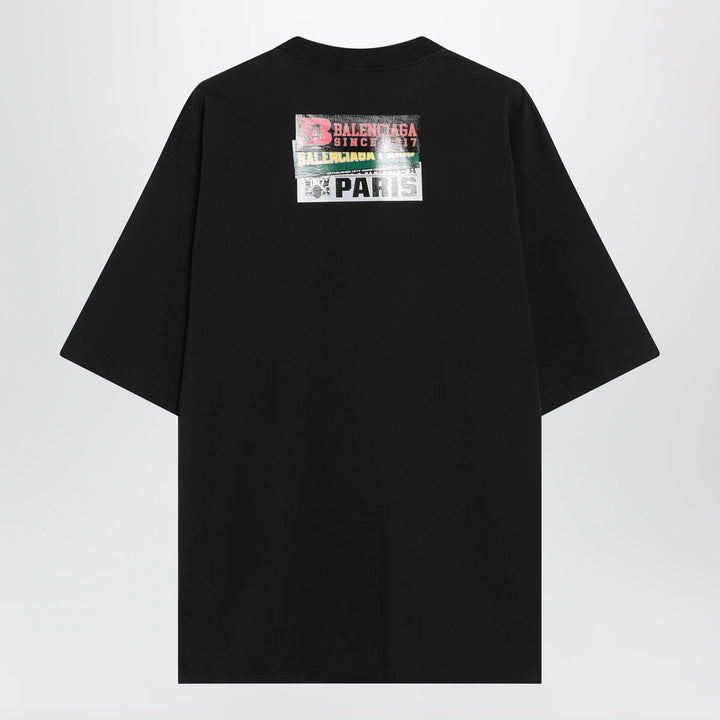 Balenciaga - Bumper Stickers medium-fit cotton T-shirt in black Brand Shirts &amp; Tops