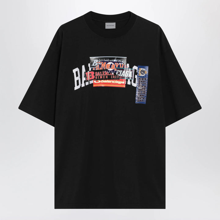 Balenciaga - Bumper Stickers medium-fit cotton T-shirt in black Brand Shirts &amp; Tops S