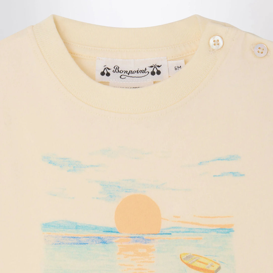 Bonpoint - T-shirt Tom ecru with Bain de Soleil print Brand Shirts &amp; Tops