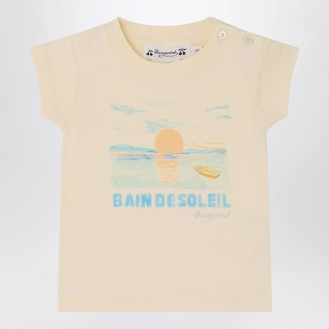 Bonpoint - T-shirt Tom ecru with Bain de Soleil print Brand Shirts &amp; Tops 2Y