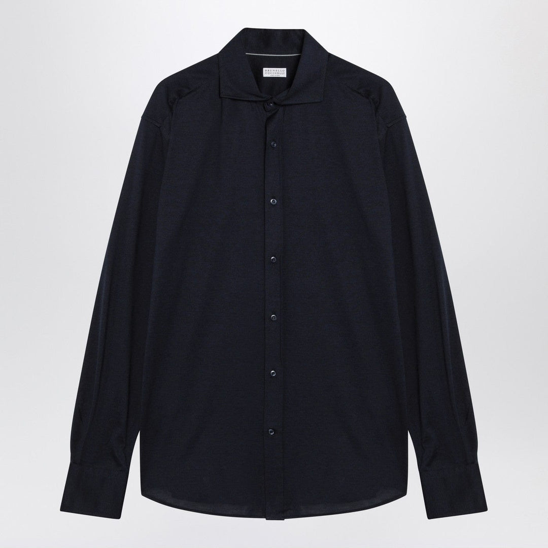 Shirts & Tops Brunello Cucinelli - Navy blue silk and cotton shirt Brand