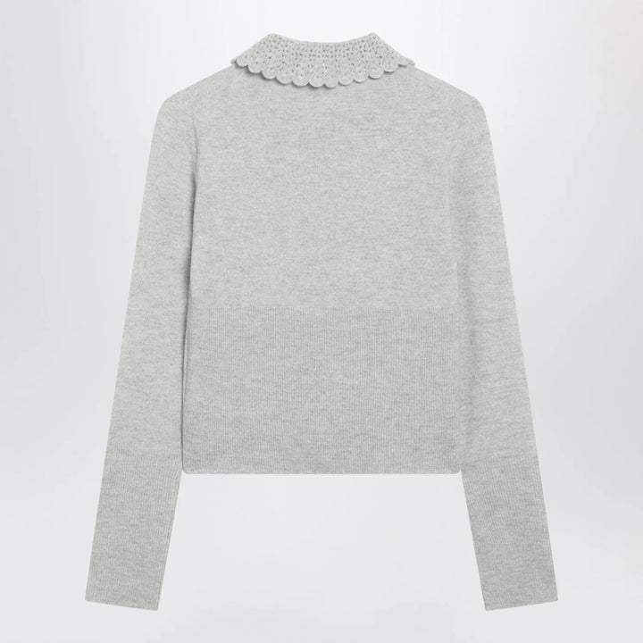 Chloé - Light grey wool cardigan with logo Brand Shirts &amp; Tops