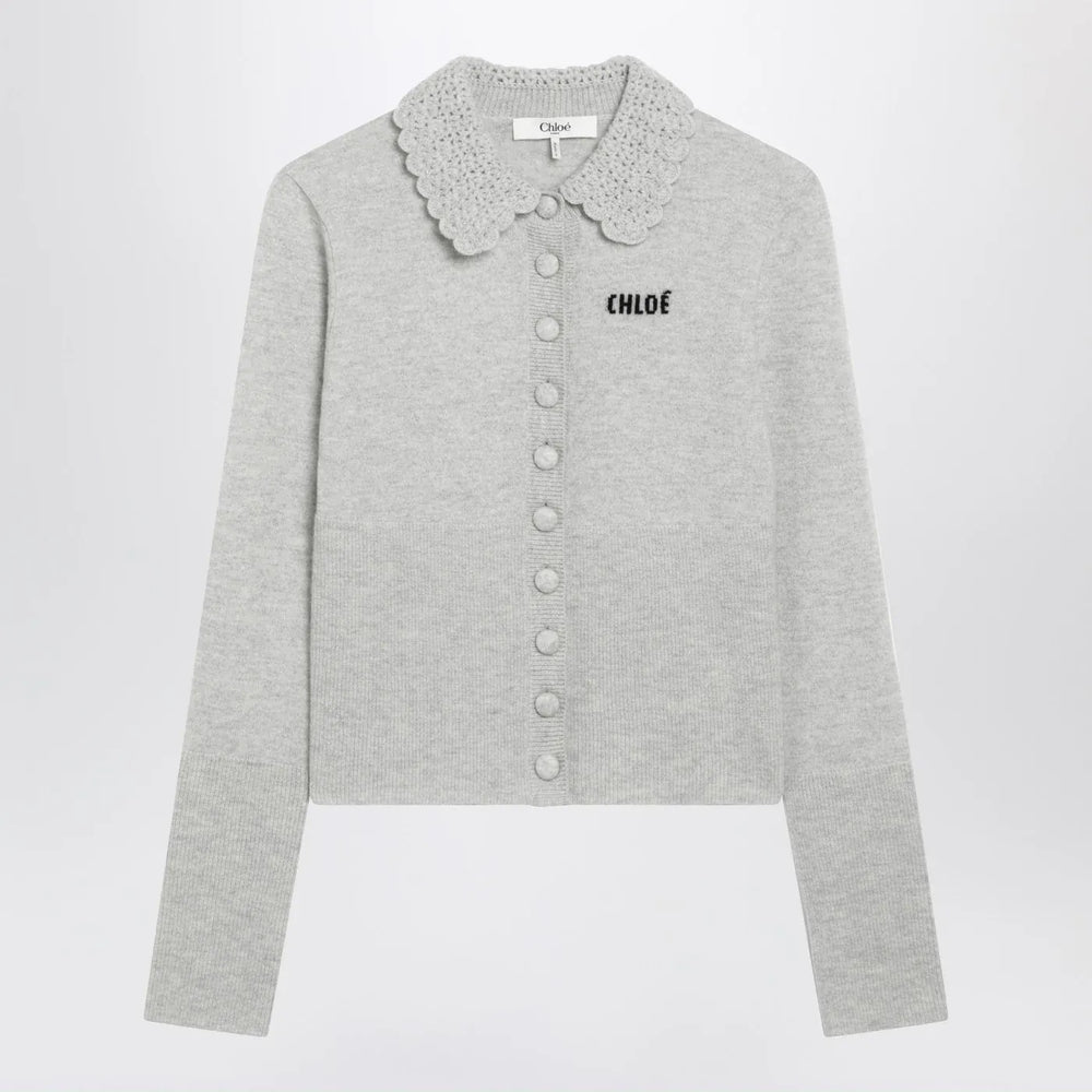 Chloé - Light grey wool cardigan with logo Brand Shirts & Tops M