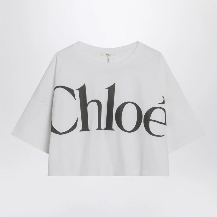 Chloé - White boxy T-shirt with logo print Brand Shirts &amp; Tops XS