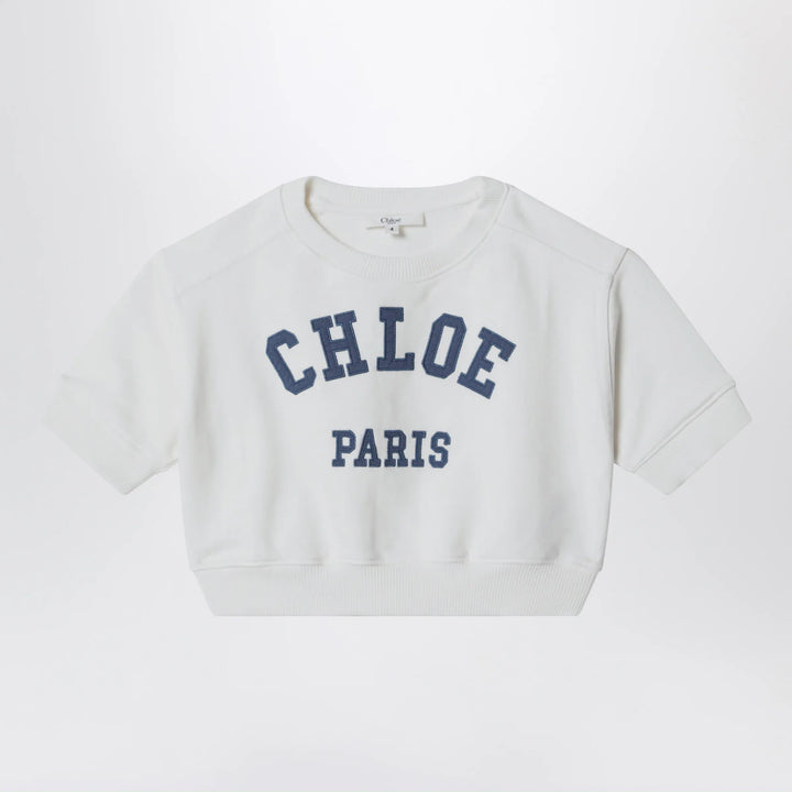 Chloé - White cropped sweatshirt with logo embroidery Brand Shirts &amp; Tops 4